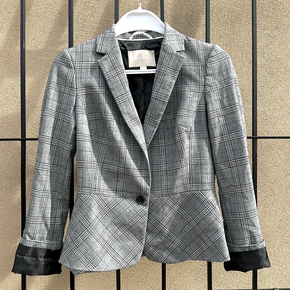 Business Casual Grey Plaid Blazer